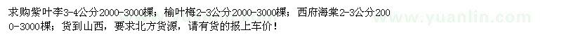 求購紫葉李、榆葉梅、西府海棠 