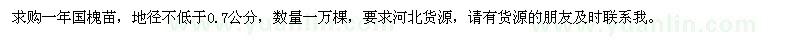求購一年生國槐苗1萬棵