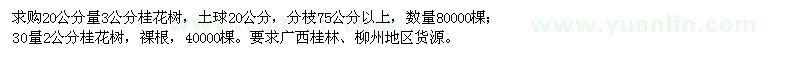 求購20公分量3公分桂花樹,2公分桂花樹