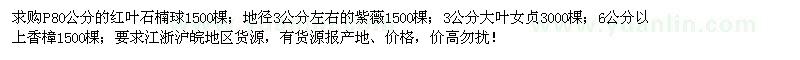 求購(gòu)紅葉石楠球、紫薇、大葉女貞、香樟