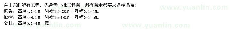 求購楓香,楸樹,金桂,紅玉蘭