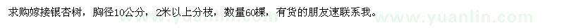 求購胸徑10公分的嫁接銀杏樹