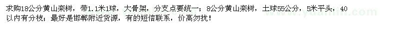 求購(gòu)8、18公分黃山欒樹(shù)