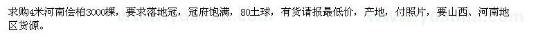 求購4米河南儈柏