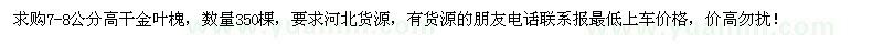 求購(gòu)7-8公分高干金葉槐350棵 