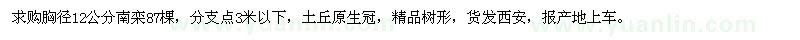 求購(gòu)胸徑12公分南欒87棵