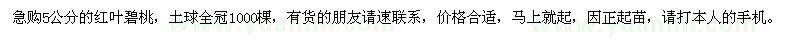 求購(gòu)5公分的紅葉碧桃
