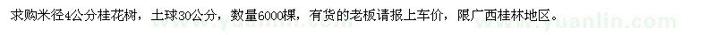 求購米徑4公分桂花樹