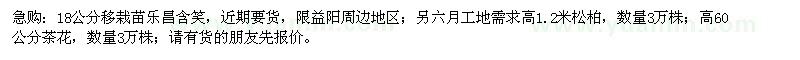 求購(gòu)18公分移栽苗樂(lè)昌含笑、高1.2米松柏、高60公分茶花