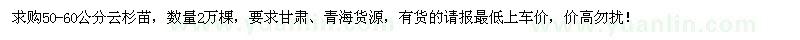 求購(gòu)50-60公分云杉苗2萬棵