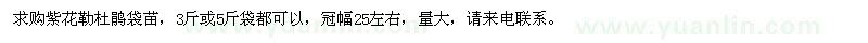 求購(gòu)紫花勒杜鵑袋苗