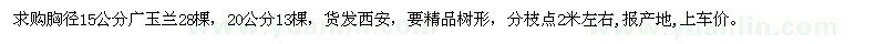 求購(gòu)胸徑15公分、20公分廣玉蘭