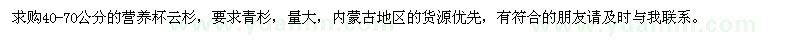 求購40-70公分的營養(yǎng)杯云杉