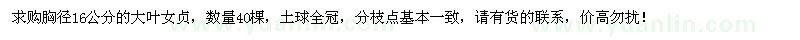 求購(gòu)胸徑16公分大葉女貞40棵
