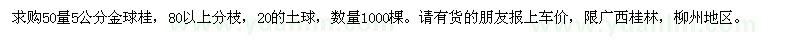 求購(gòu)50量5公分的金球桂