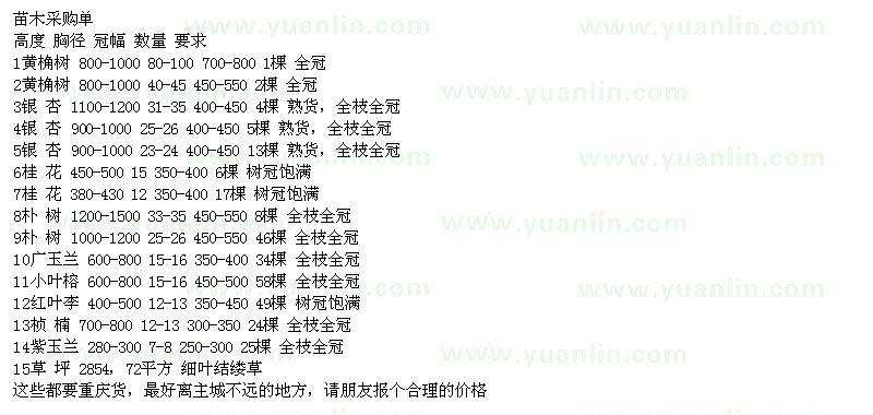 求購(gòu)黃桷樹、銀杏樹、桂花、樸樹、小葉榕等苗木