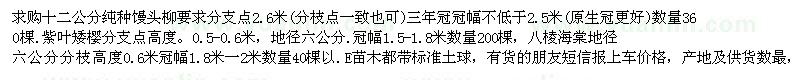 求購(gòu)饅頭柳 紫葉矮櫻 八棱海棠
