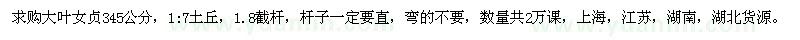 求購大葉女貞345公分