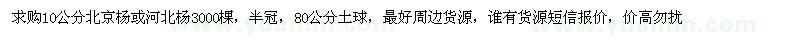 求購10公分北京楊或河北楊