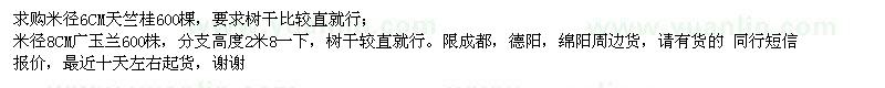 求購天竺桂、廣玉蘭