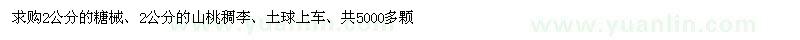 求購(gòu)2公分的糖槭、2公分的山桃稠李