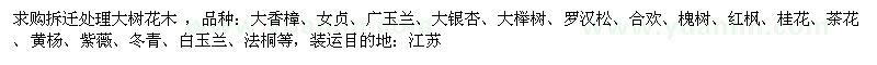 求購大香樟、女貞、廣玉蘭、大銀杏等苗木