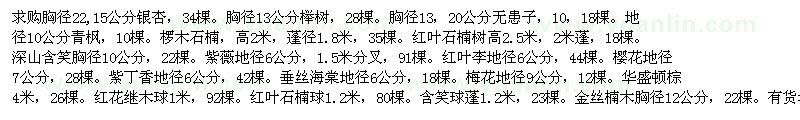 求購銀杏，櫸樹，深山含笑