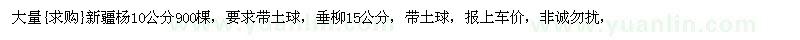 求購新疆楊10公分900棵