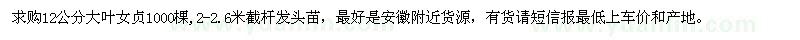 求購(gòu)12公分大葉女貞