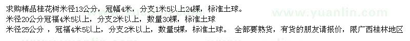 求購精品桂花樹 