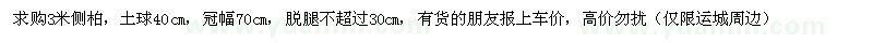 求購(gòu)3米側(cè)柏