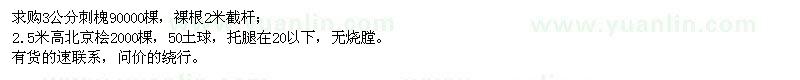 求購(gòu)3公分刺槐,2.5米高北京檜