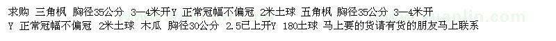 求購三角楓 五角楓 木瓜 