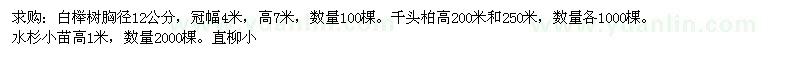 求購白櫸、千頭柏、水杉、直柳