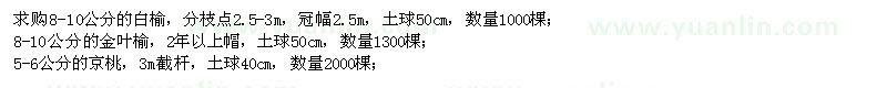 求購白榆、金葉榆、京桃