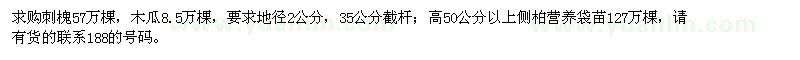 求購刺槐、木瓜、側(cè)柏