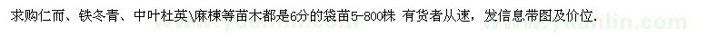 求購仁而 鐵冬青 中葉杜英