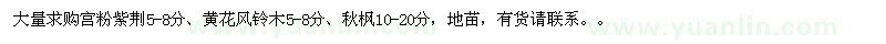 求購宮粉紫荊、黃花風(fēng)鈴木、秋楓