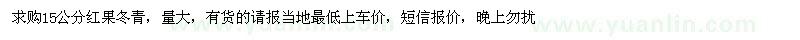 求購15公分紅果冬青 [ 安徽 安慶 ] 