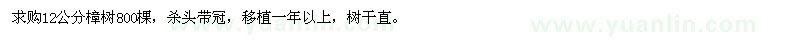求購(gòu)12公分樟樹800棵