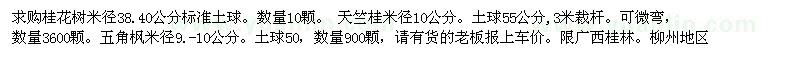 求購桂花樹。天竺桂，五角楓