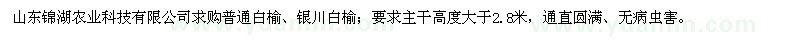 求購(gòu)3--5厘米銀川白榆