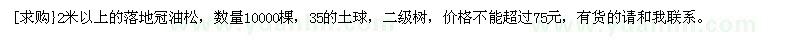 求購2米以上的落地冠油松