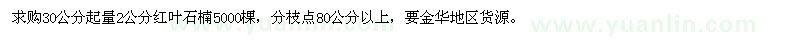 求購2公分紅葉石楠