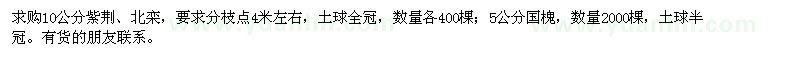 求購紫荊,北欒,國槐