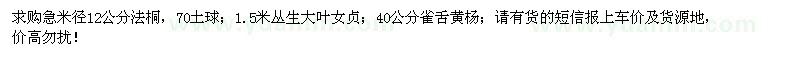 求購(gòu)法桐、叢生大葉女貞、雀舌黃楊