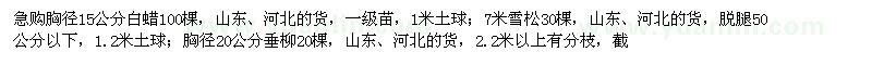 求購急白蠟,雪松,垂柳,國槐