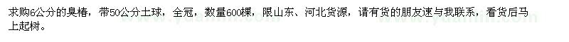 求購6公分的臭椿