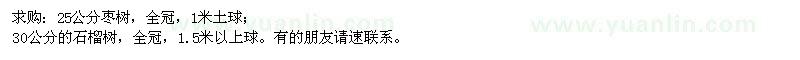 求購棗樹、石榴樹 