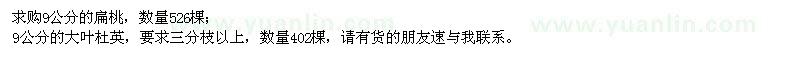 求購9公分的扁桃、9公分的大葉杜英